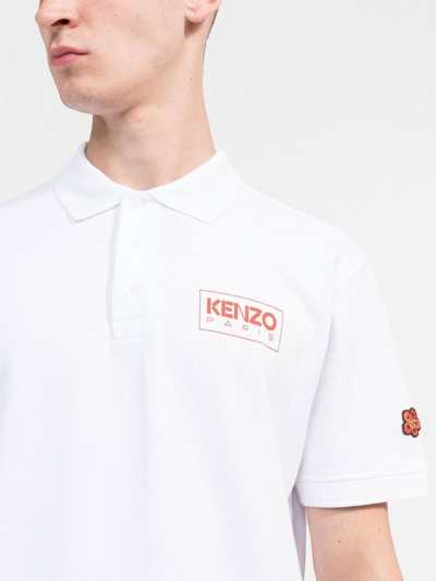 Shop Kenzo Logo-print Piqué Polo Shirt In Weiss