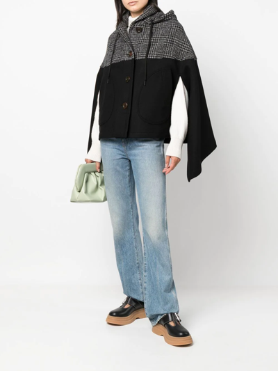 Shop See By Chloé Two-tone Hooded Cape In Schwarz