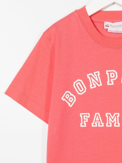 Shop Bonpoint Logo-print Crew-neck T-shirt In Pink