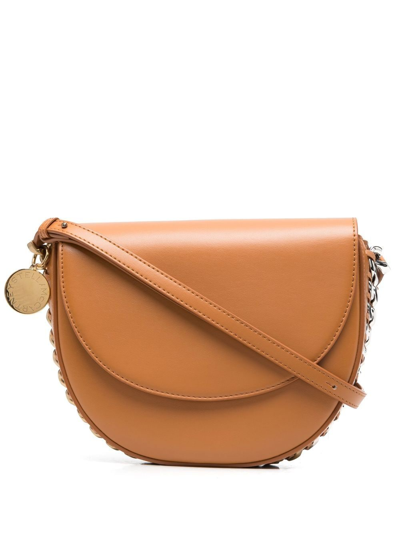 Shop Stella Mccartney Medium Frayme Flap Shoulder Bag In Braun