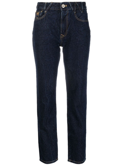 Shop Vivienne Westwood Embroidered-logo Straight-leg Jeans In Blau