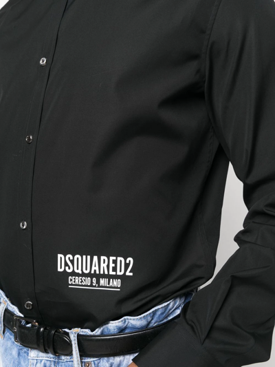 Shop Dsquared2 Logo-print Long-sleeve Shirt In Schwarz