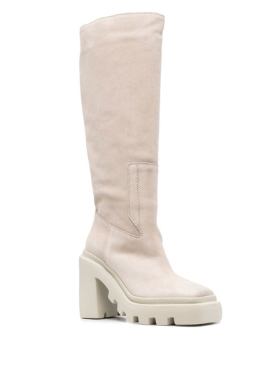 Vic Matie Square-toe Knee-length Boots In Nude