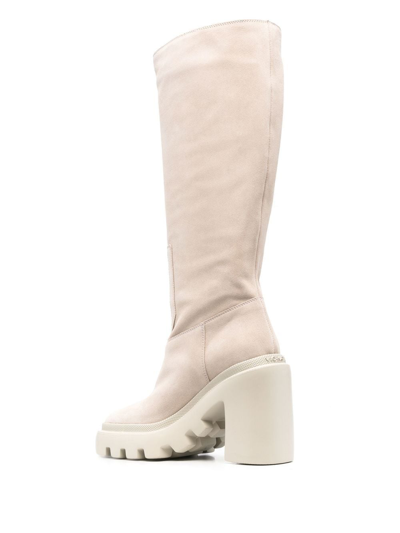 Vic Matie Square-toe Knee-length Boots In Nude