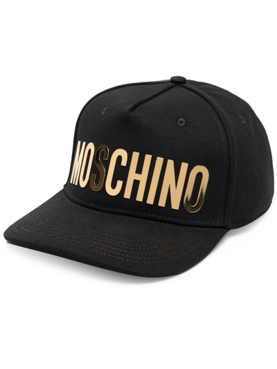 Shop Moschino Logo-print Cotton Cap In Schwarz