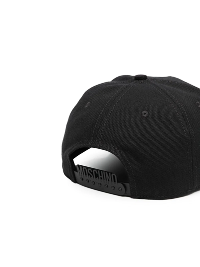 Shop Moschino Logo-print Cotton Cap In Schwarz