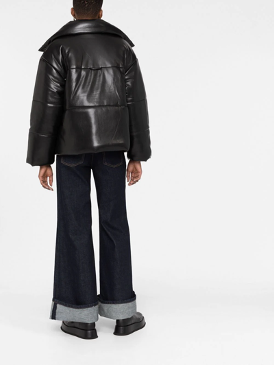Nanushka Black Hide Vegan Leather Puffer Jacket In Schwarz