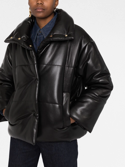 Shop Nanushka Hide Padded Short Faux-leather Jacket In Schwarz