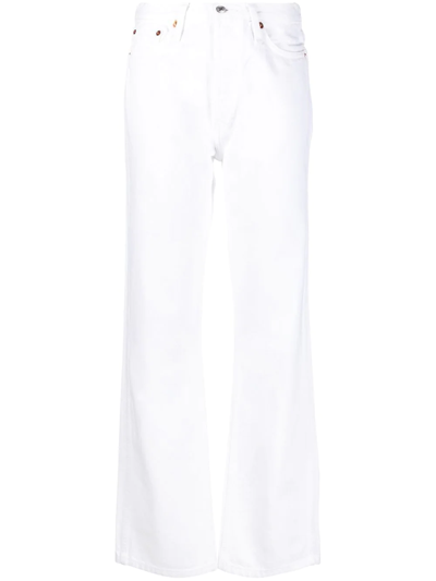 Shop Re/done High-waisted Flared-leg Jeans In Weiss