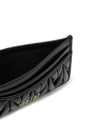 Miu Miu Macramé Textured Card Holder In Schwarz