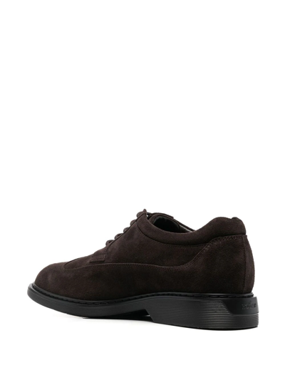 Shop Hogan Lace-up Suede Brogues In Braun