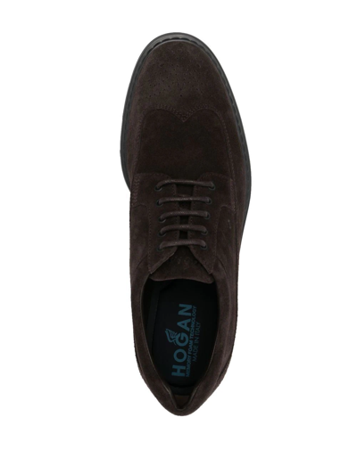 Shop Hogan Lace-up Suede Brogues In Braun