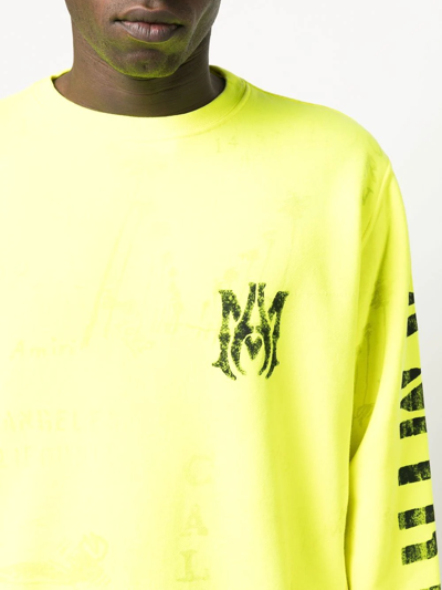 Shop Amiri Army Stencil Crewneck Sweatshirt In Gelb