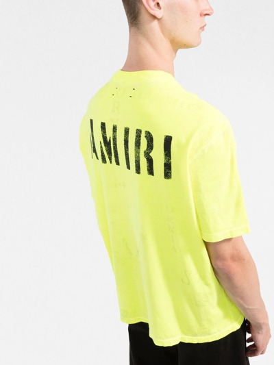 Shop Amiri Army Stencil Cotton T-shirt In Gelb