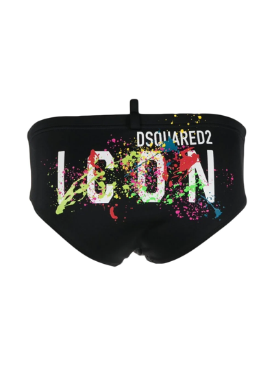 Dsquared2 Logo Printed Swimming Trunks In Schwarz