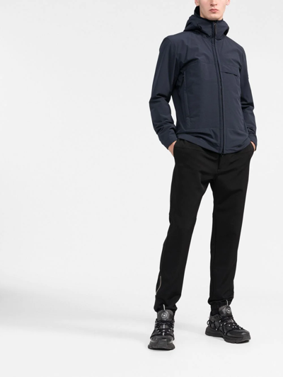 Shop Stone Island Compass-patch Hooded Jacket In Blau