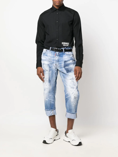 Dsquared2 Distressed Cropped Jeans In Blue