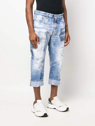 Dsquared2 Distressed Cropped Jeans In Blue