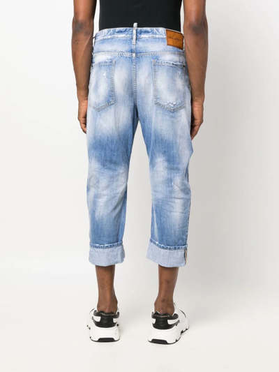Dsquared2 Distressed Cropped Jeans In Blue