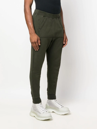 Shop Dsquared2 Tapered Cotton Track Trousers In Grün