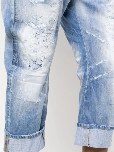 Dsquared2 Distressed Cropped Jeans In Blue