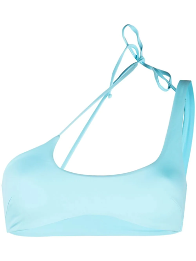 Shop Sian Swimwear Elisa One-shoulder Bikini Top In Blau