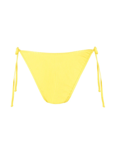 Sian Swimwear Ribbed Side-tie Bikini Bottoms In Gelb