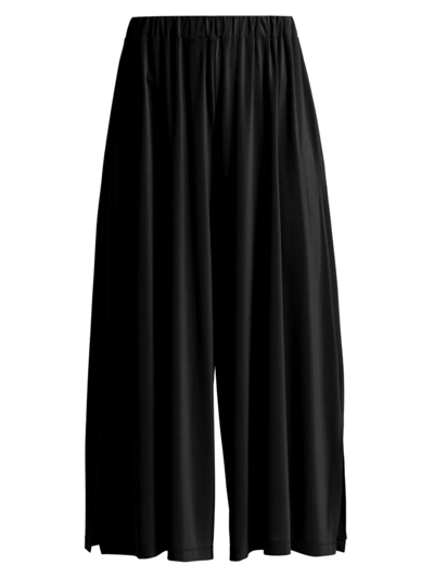 Shop Issey Miyake Women's Jersey Drape Wide-leg Pants In Black
