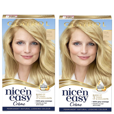 Shop Clairol Nice' N Easy Crème Natural Looking Oil Infused Permanent Hair Dye Duo (various Shades) - 10a Baby Bl In 10a Baby Blonde
