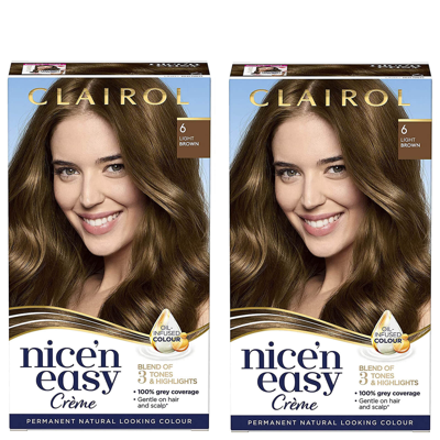 Shop Clairol Nice' N Easy Crème Natural Looking Oil Infused Permanent Hair Dye Duo (various Shades) - 6 Light Bro In 6 Light Brown