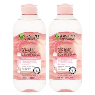 Shop Garnier Micellar Rose Water Cleanse & Glow 400ml Duo Pack