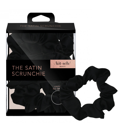 Shop Kitsch Satin Sleep Scrunchies (various Colours) - Black
