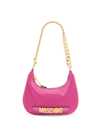 Shop Moschino Women's Logo Hobo Bag In Fuchsia