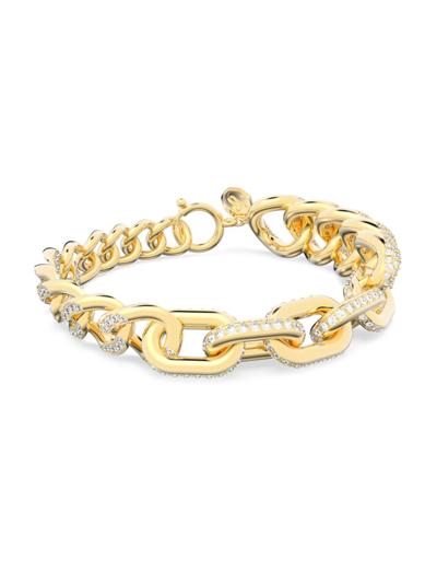 Shop Swarovski Women's Dextera Goldplated  Crystal Pavé Chain Bracelet In Metal
