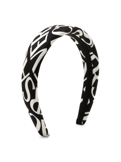 Shop Versace Women's  Logo Silk Headband In Black White