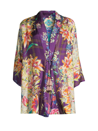 Shop Johnny Was Women's Weller Floral Silk Kimono In Neutral