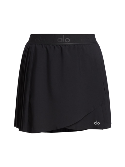 Shop Alo Yoga Women's Aces Wrap-effect Tennis Skirt In Black