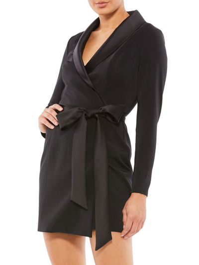 Shop Mac Duggal Women's Ieena Tuxedo Mini Dress In Black