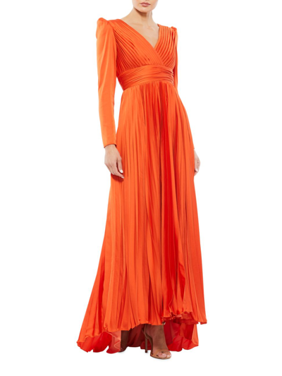 Shop Mac Duggal Women's Ieena Pleated V-neck Gown In Sunset