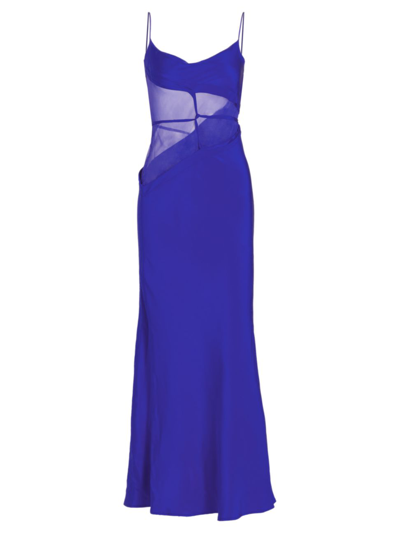 Shop Christopher Esber Women's Lace-up Long-sleeve Maxi Dress In Cobalt