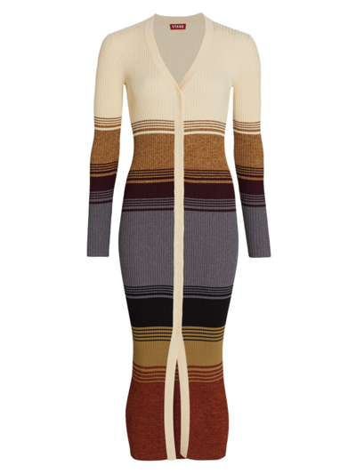 Shop Staud Women's Shoko Rib-knit Stripe Sweaterdress In Sahara Stripe