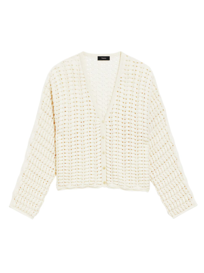 Shop Theory Women's Hanelee Textured Cardigan In Ivory
