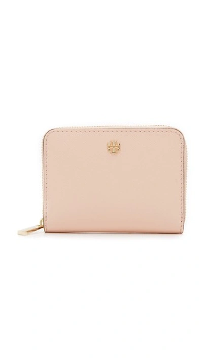 Robinson Saffiano Leather Zip Coin Case In Black gold