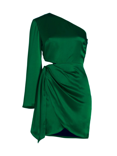 Shop Amanda Uprichard Women's Dolores One-shoulder Cut-out Minidress In Dark Green
