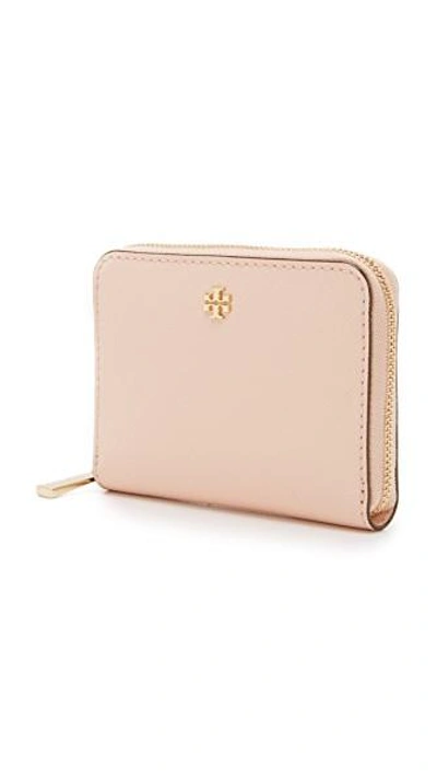 Shop Tory Burch Robinson Zip Coin Case In Pale Apricot
