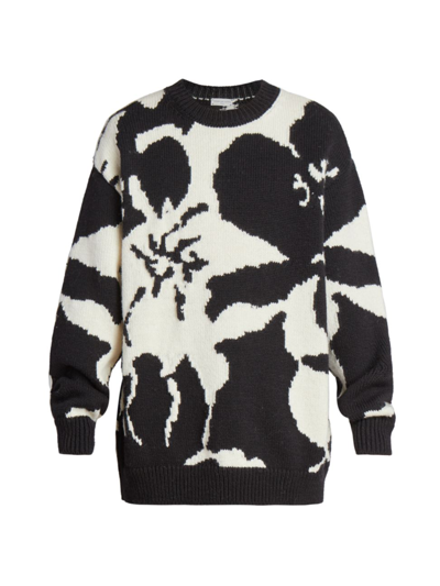 Shop Dries Van Noten Men's Flower Knit Loose-fit Sweater In Black