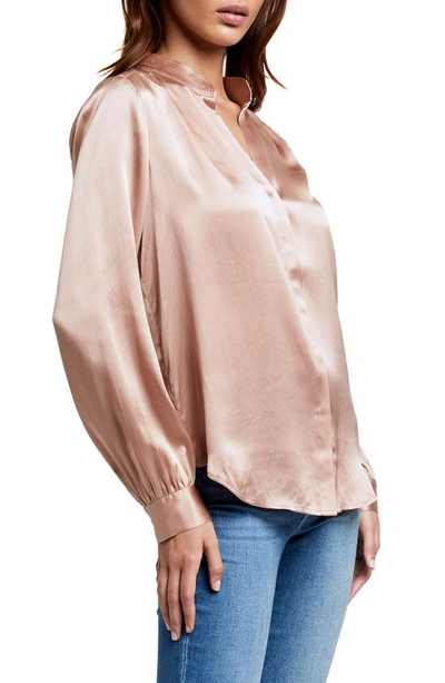 Shop L Agence Bianca Silk Satin Blouse In Dusty Pink