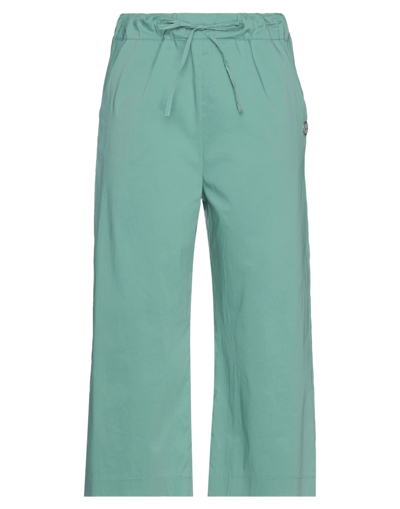 Shop Pinko Woman Cropped Pants Sage Green Size 8 Cotton, Polyamide, Elastane