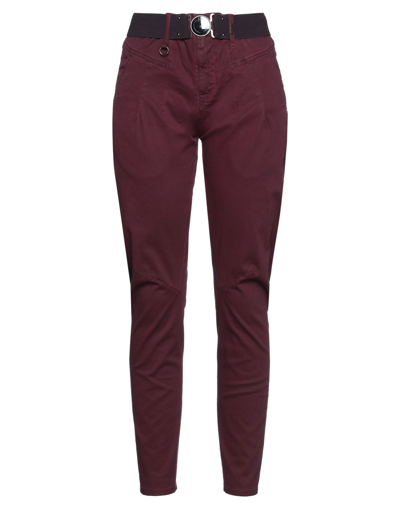 Shop High Woman Pants Burgundy Size 4 Cotton, Elastane In Red