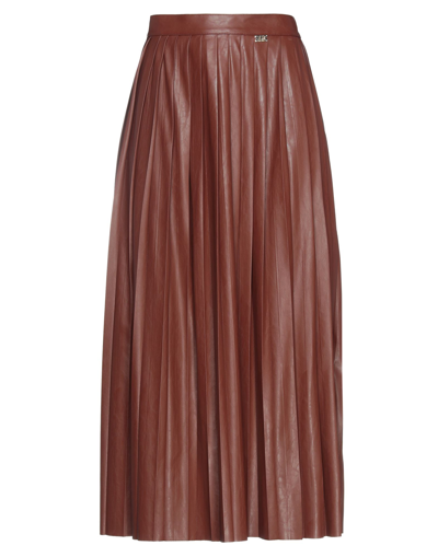 Shop Anna Molinari Woman Midi Skirt Brick Red Size 6 Polyester, Polyurethane